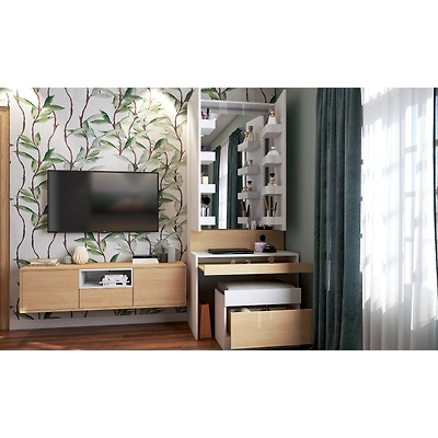 TV Unit With A Hidden Dresser To Save Space In Small Bedroom-1
