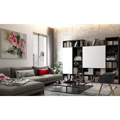 A Bookshelf With A Space Saving Workstation-DC189