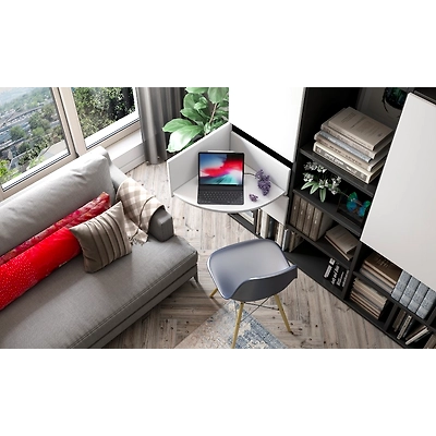 A Bookshelf With A Space Saving Workstation-1