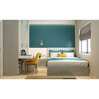 A Bedroom With Multifunctional, Space-Saving Furniture-1