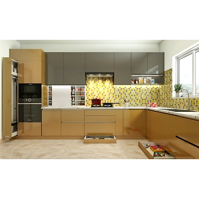 A Modular Kitchen Designed With A Janitor Unit-1