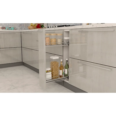 A Blue L-Shaped Modular Kitchen Design With A Tiled Backsplash-2