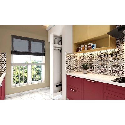 A Parallel Kitchen With A Laundry Area-1