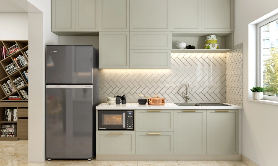 A Neutral Toned Parallel Kitchen With Open Display Shelves-1