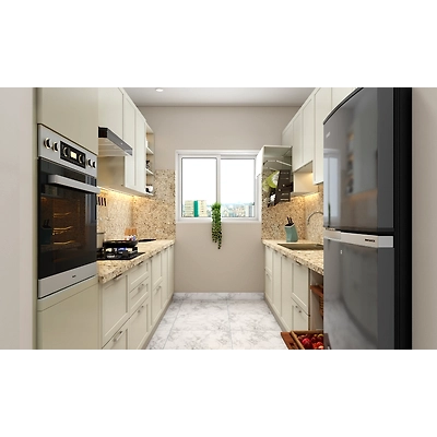 A Parallel Kitchen In Neutral Tones-1