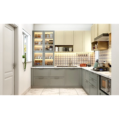A Modern L- Shaped Kitchen In Duco Finish-1