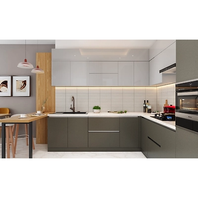 Kitchen With A Pantry Pullout And A Breakfast Counter-1