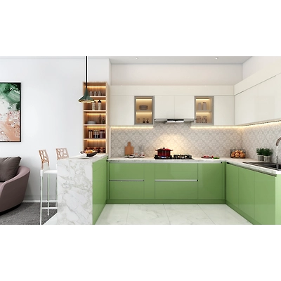 A G-shaped Kitchen With A Breakfast Counter-1