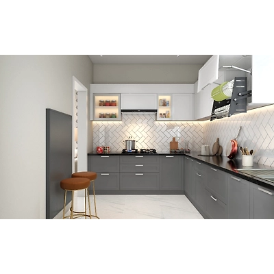 A Modular Kitchen With Foldable Dining Table-1