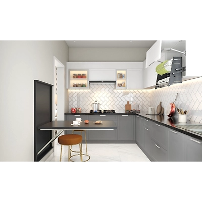 A Modular Kitchen With Foldable Dining Table-3