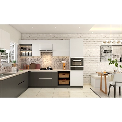 A White And Grey Open Kitchen Layout-1