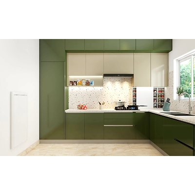 Modular Kitchen With A Wall Mounted Dining Table-3