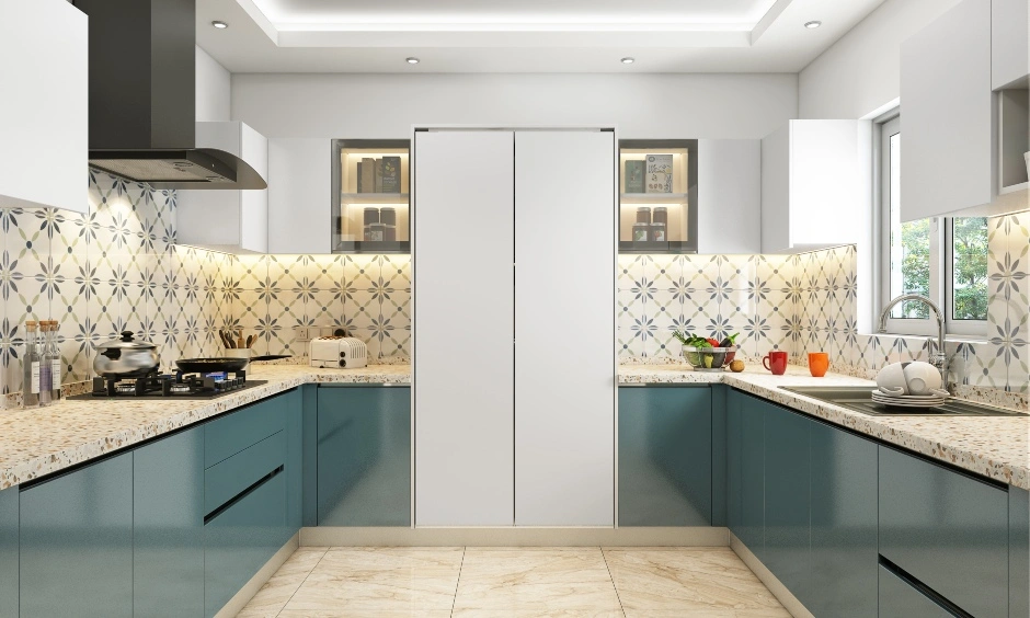 A Modular U-Shaped Kitchen With A Tall Unit-1