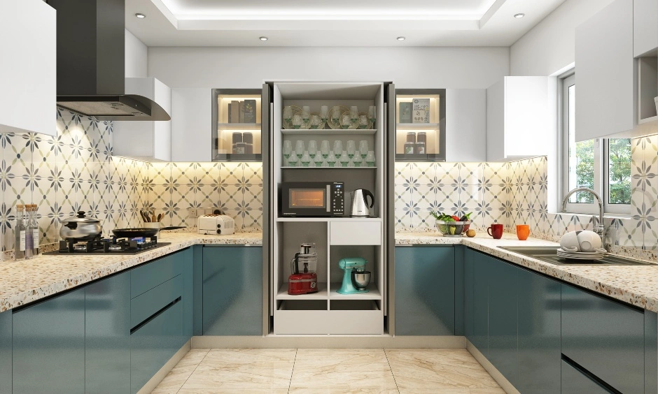 A Modular U-Shaped Kitchen With A Tall Unit-3