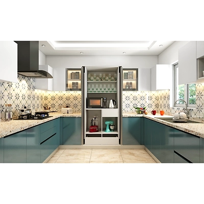 A Modular U-Shaped Kitchen With A Tall Unit-2
