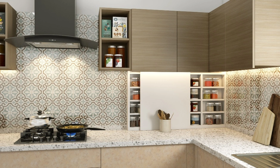 Modern Kitchen With Breakfast Counter And Wine Rack-3