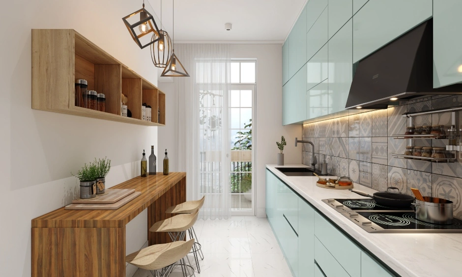 A Classy Straight Kitchen With A Breakfast Counter On The Side-DC269