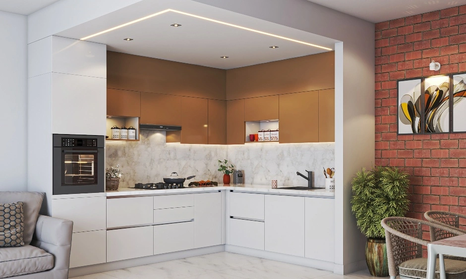 A Brilliantly Designed Open Kitchen Corner With A Built-in Microwave Unit-DC275