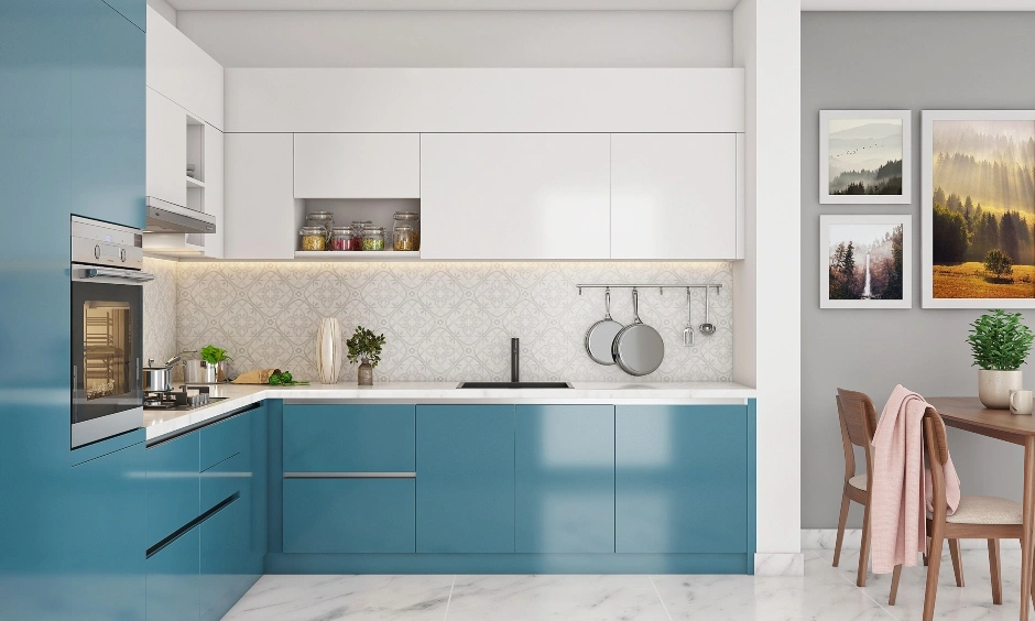 A White And Pastel Blue Kitchen Design-DC276