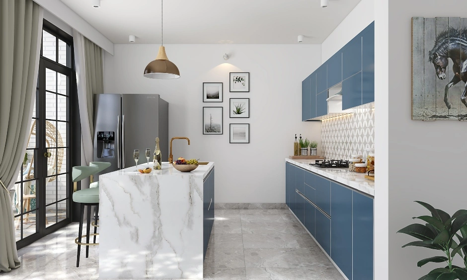 A Sleek Kitchen With A Marble Island Counter-3