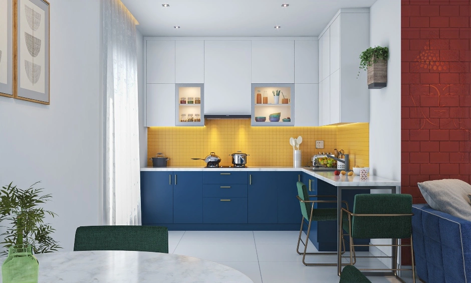 A Vibrant Kitchen Design With A Breakfast Counter-DC281