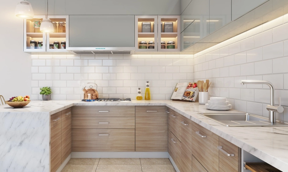 A Modern Kitchen Design With A Sleek Breakfast Counter-3