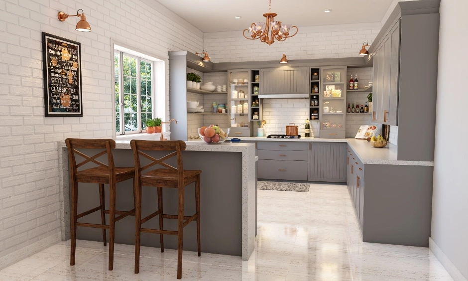 A U-shaped Kitchen In Grey-2