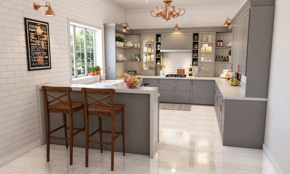 A U-shaped Kitchen In Grey-5