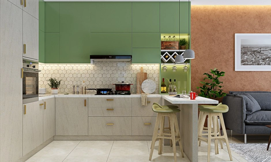 A Petite Modern Kitchen Design With A Breakfast Counter-1