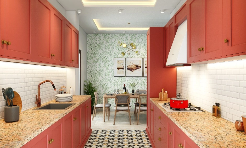 A Bright And Pretty Kitchen Design In Rose Gold-3