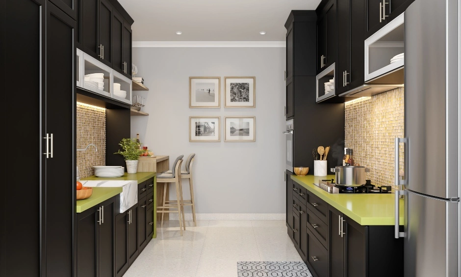 A Parallel Shaped Kitchen Design In Black-DC316