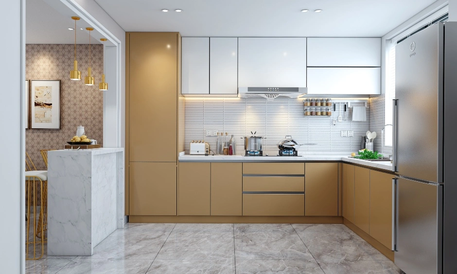 A Sleek U Shaped Kitchen Design With A Marble Countertop-1