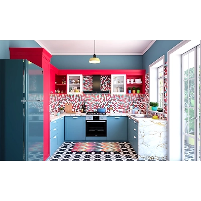 A Modern U Shaped Kitchen Design With Dual Tone-1