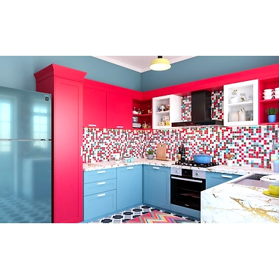 A Modern U Shaped Kitchen Design With Dual Tone-2