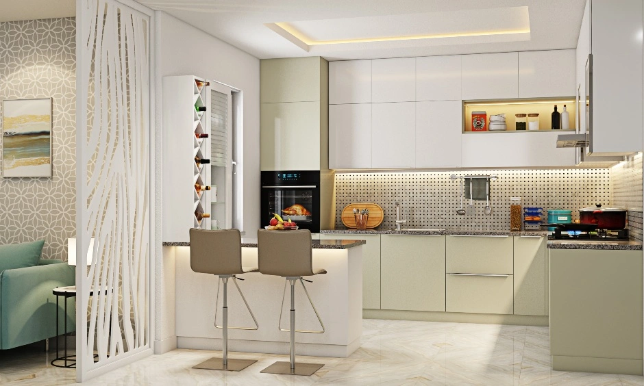 A Flawless Kitchen Design With A Breakfast Counter-DC331