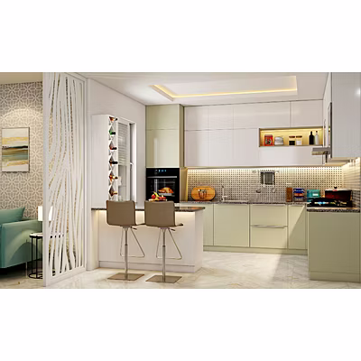 A Flawless Kitchen Design With A Breakfast Counter-1