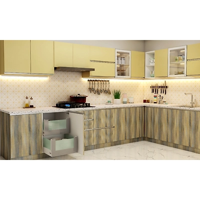 Modern L Shaped Kitchen With A Rustic Look-2