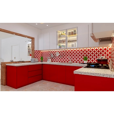 A Vibrant, Bold Kitchen Design In Red And White-3