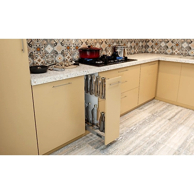 A Sleek Modular Kitchen With A Breakfast Countertop-5