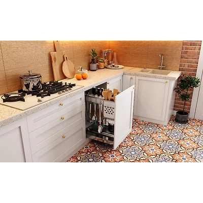 A Modern Kitchen In White And Morrocan Floor Tiles-2