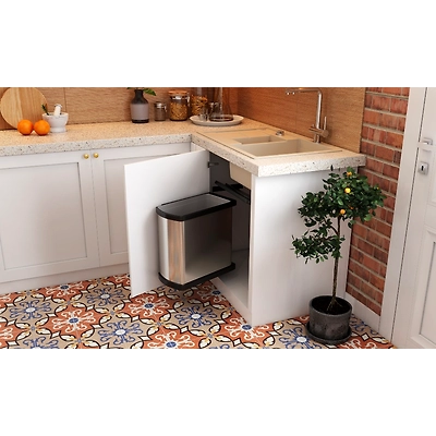 A Modern Kitchen In White And Morrocan Floor Tiles-5