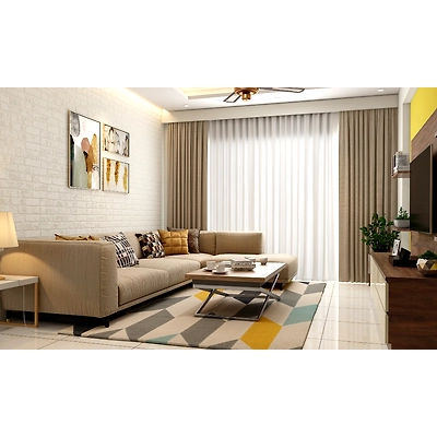 An Elegant Living Room Design With A Dark Wood Laminate TV Unit-DC356