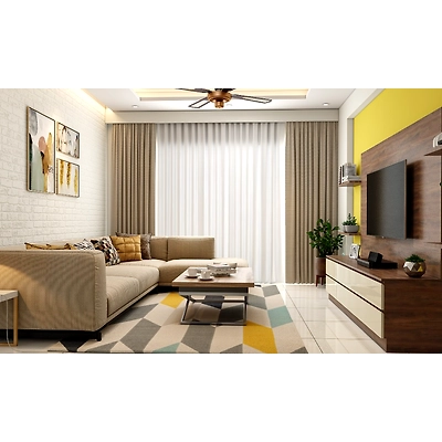 An Elegant Living Room Design With A Dark Wood Laminate TV Unit-2