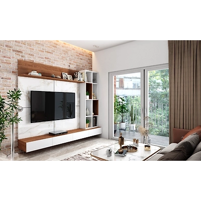 A Living Room With A Brick Cladding Accent Wall-1