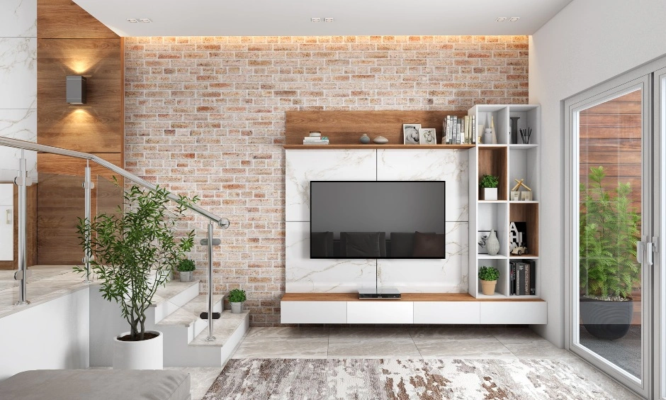 A Living Room With A Brick Cladding Accent Wall-3