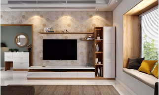 Minimalistic Living Room With A Functional TV Unit