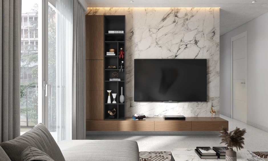 A Scandinavian Living Room With A TV Unit Cum Shelving Unit-1