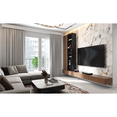 A Scandinavian Living Room With A TV Unit Cum Shelving Unit-5