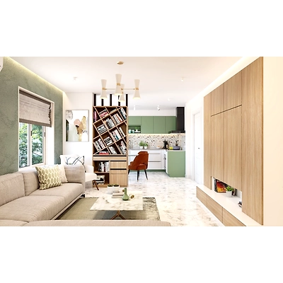 A Bright Minimalist Living Room Featuring An Entertainment Hub With A Lightwood Finish-2