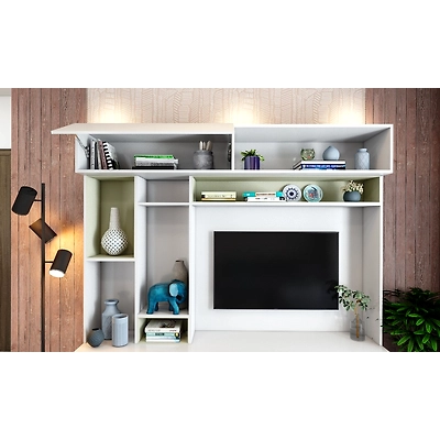 A Living Room With A Multipurpose White Laminate TV Unit-3